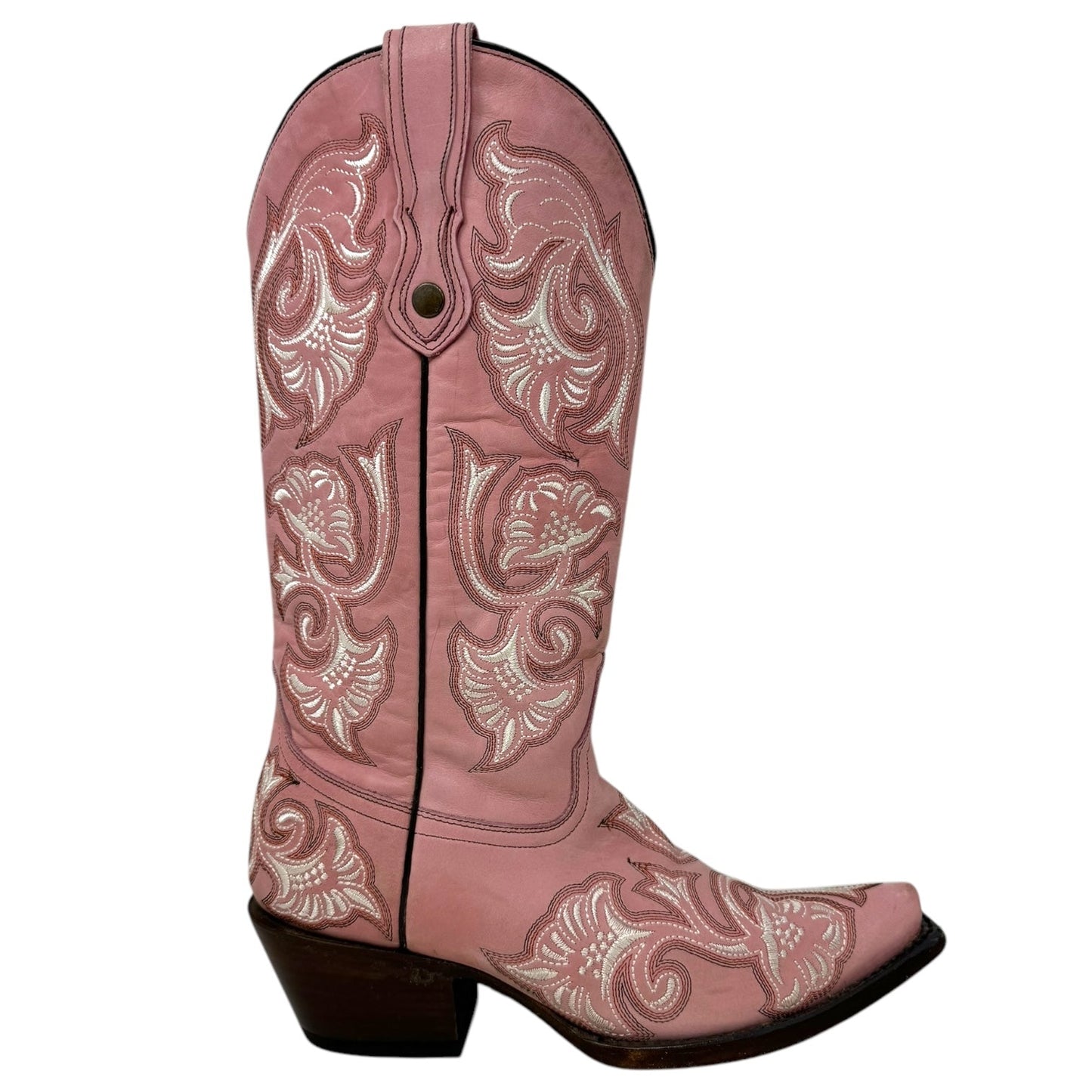 Pink Embroidery Snip Toe Boots Western By Corral In Pink, Size: 7