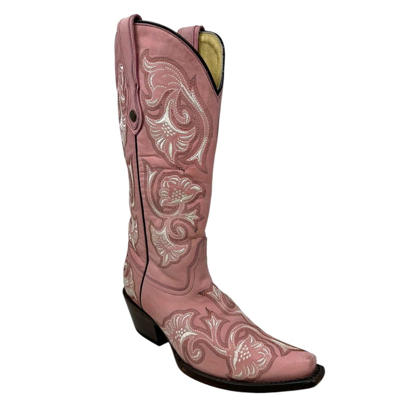 Pink Embroidery Snip Toe Boots Western By Corral In Pink, Size: 7