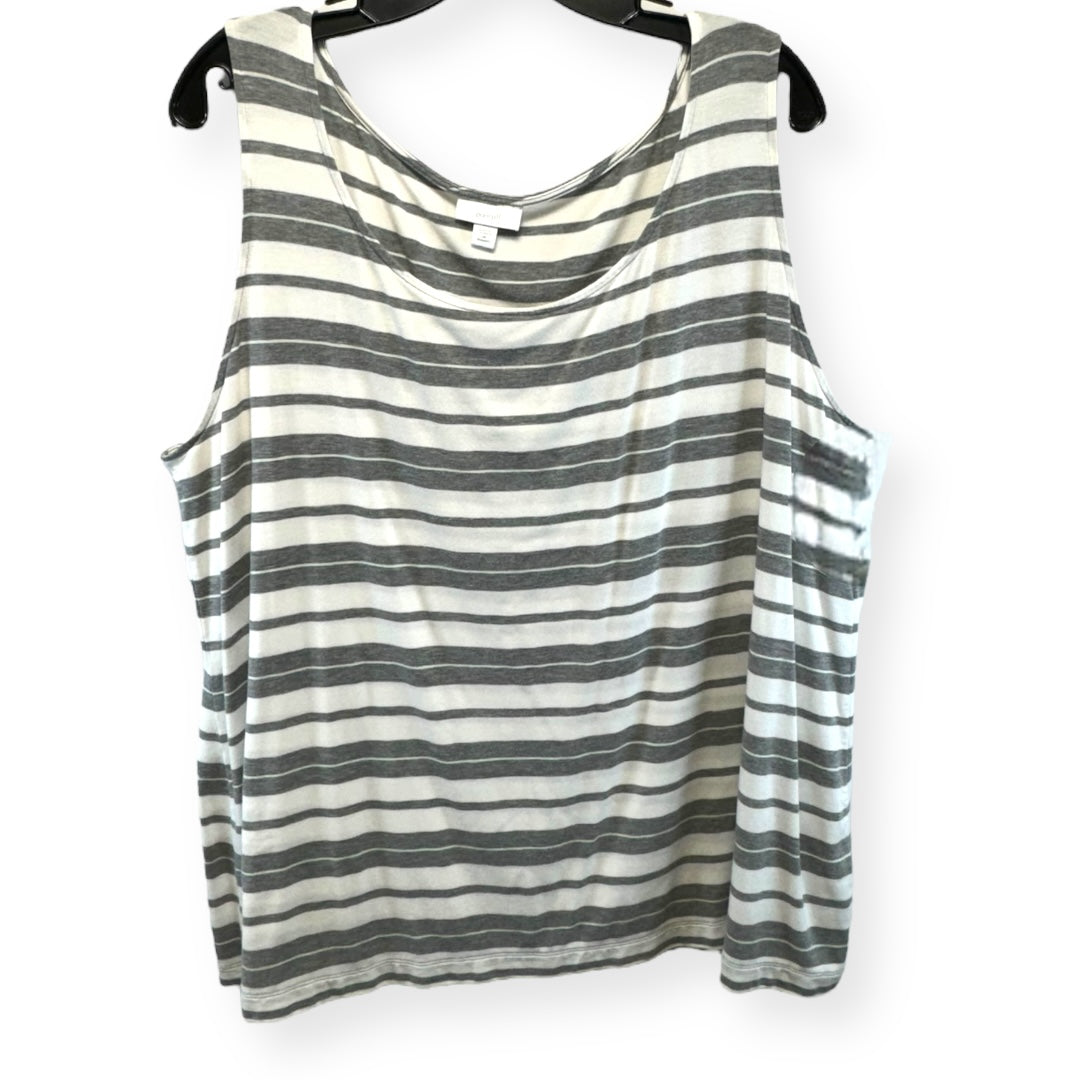 Grey & White Top Sleeveless Pure Jill, Size 2x