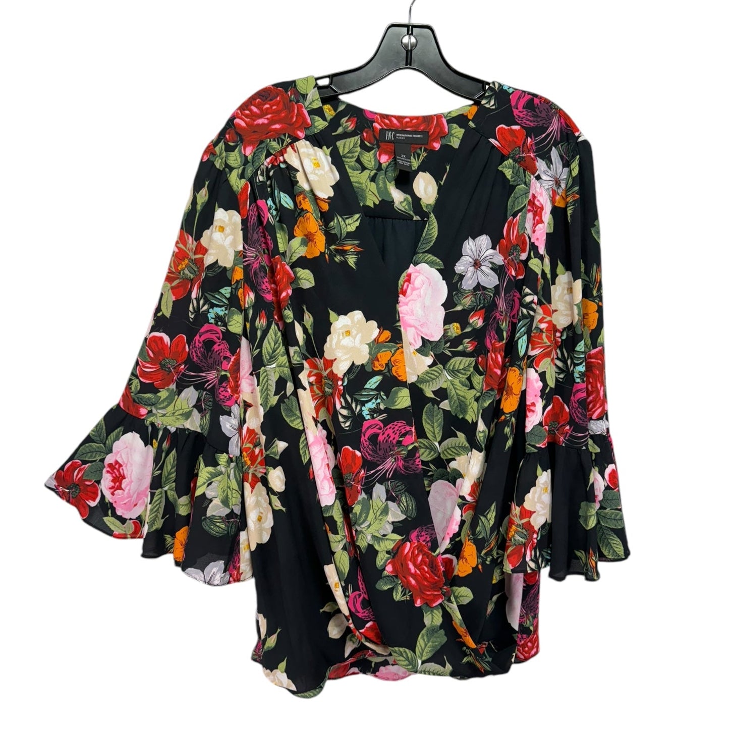 Top Long Sleeve By Inc In Floral Print, Size: 2x