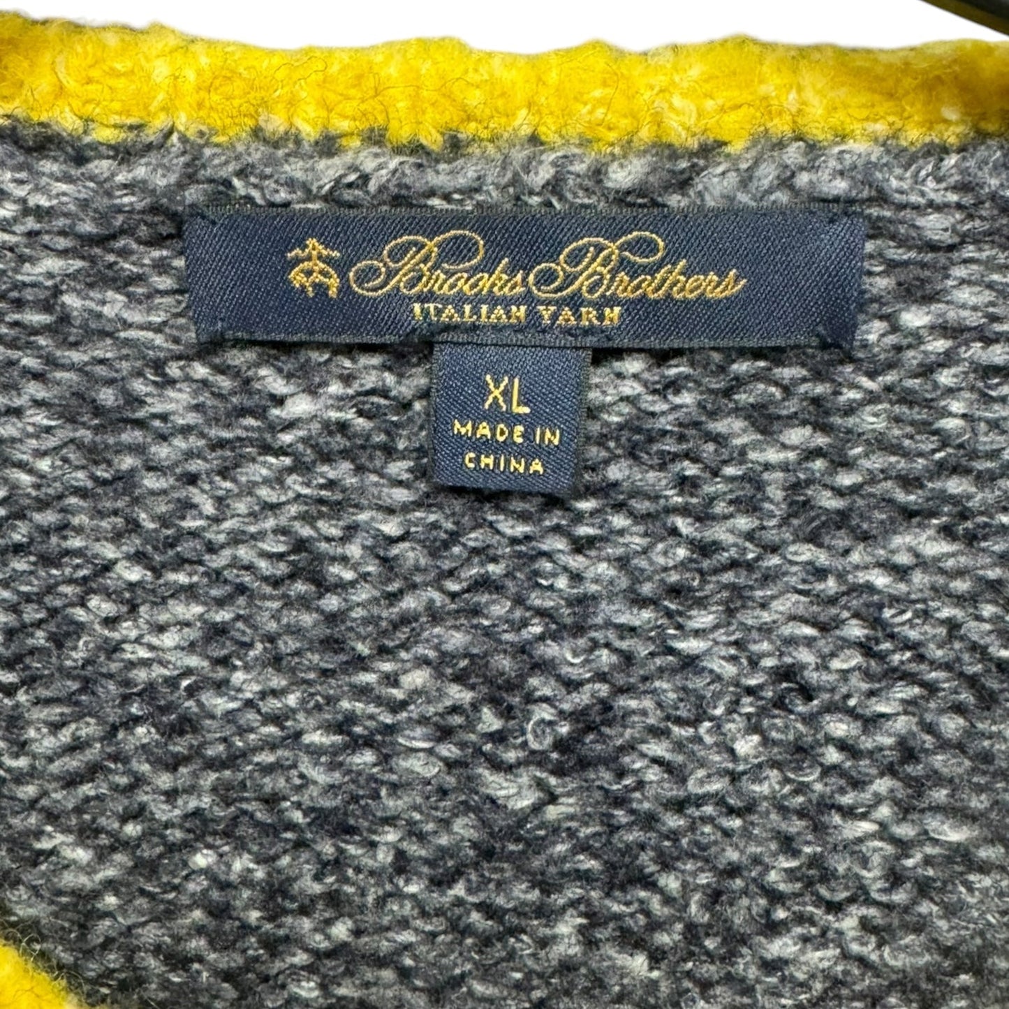 Wool Blend Sweater By Brooks Brothers In Grey & Yellow, Size: Xl