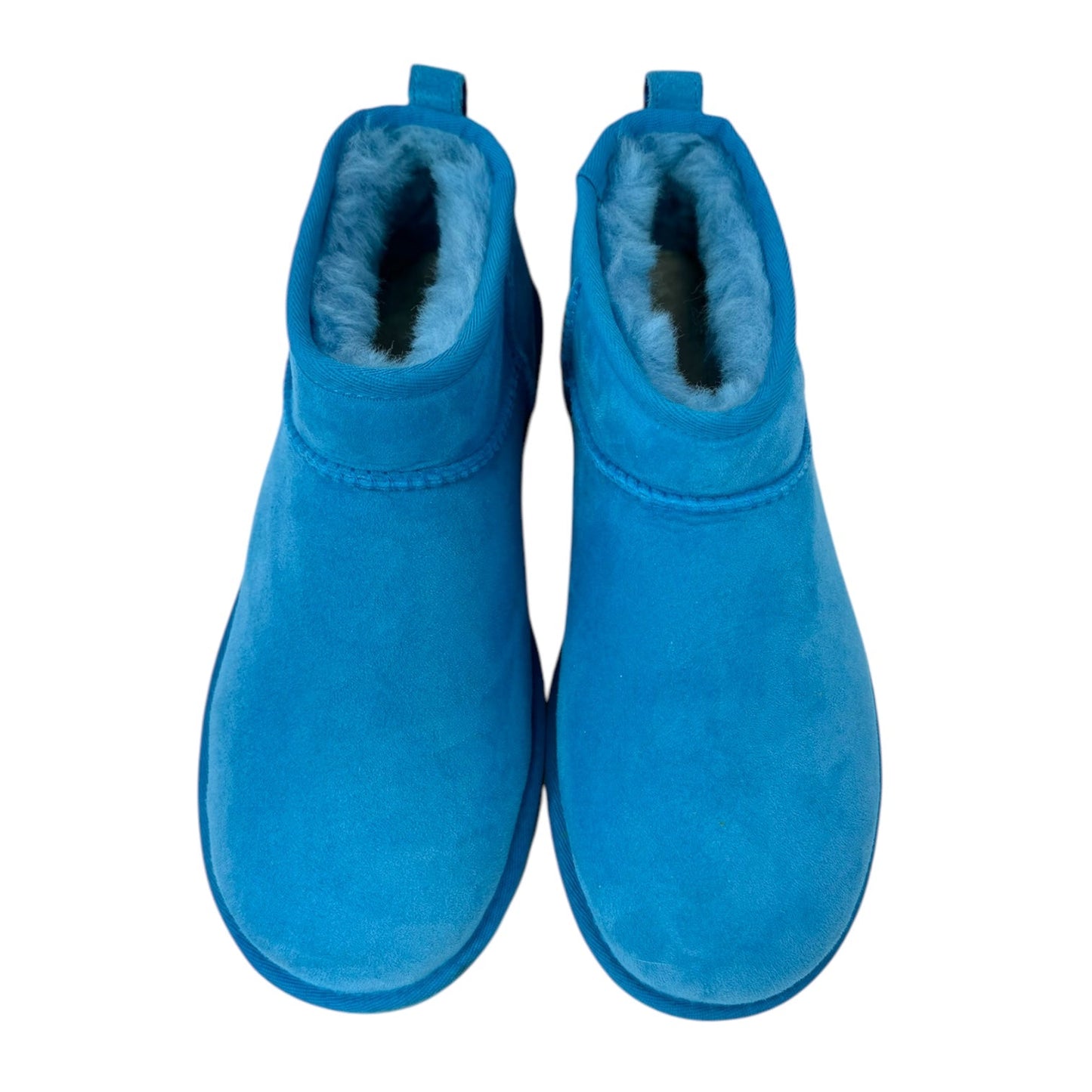 Classic Ultra Mini Boots Designer By Ugg In Splash Blue, Size: 9