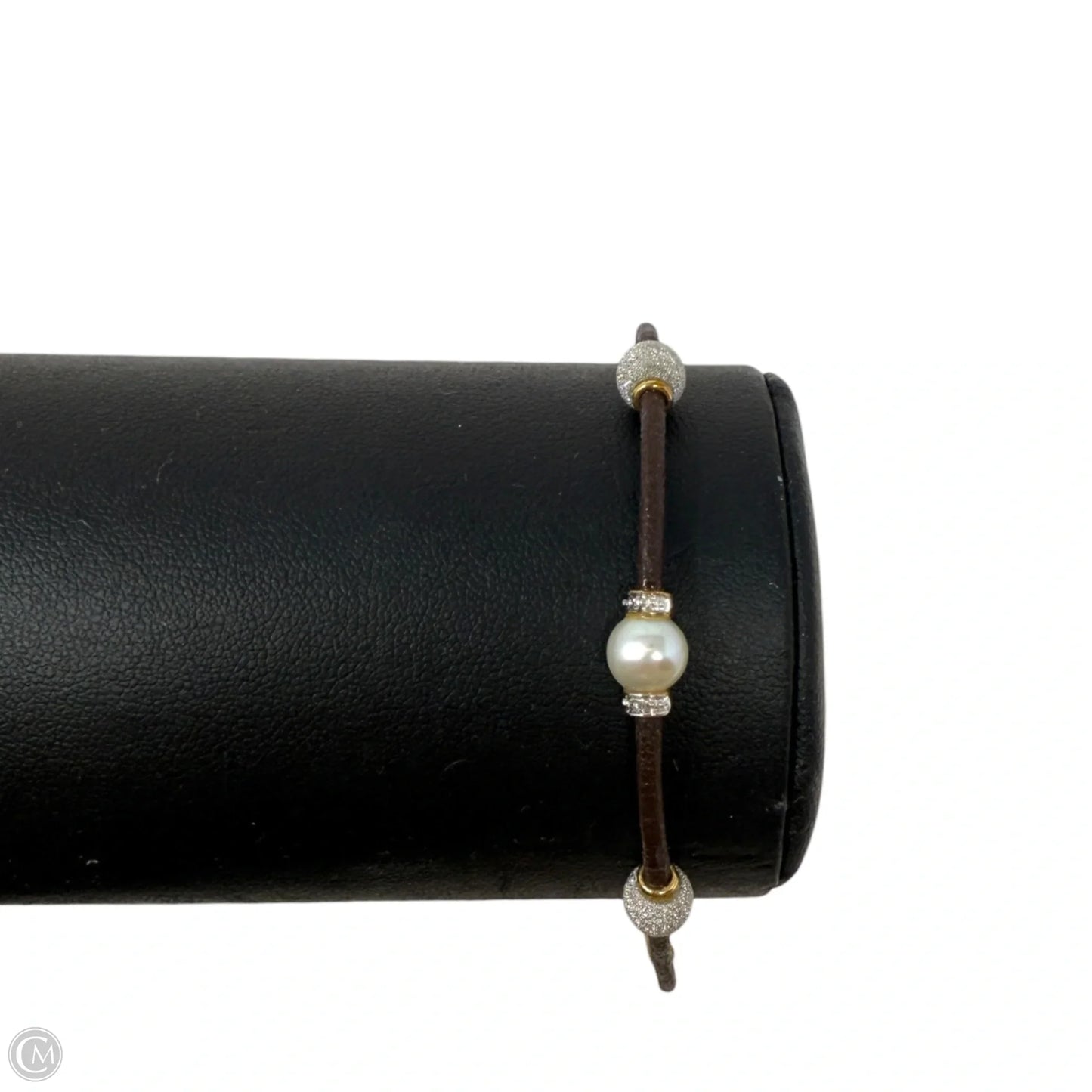 Leather Cord Bracelet With Pearl, Stardust & CZ Beads, & Sterling Silver Magnetic Clasp By Clothes Mentor