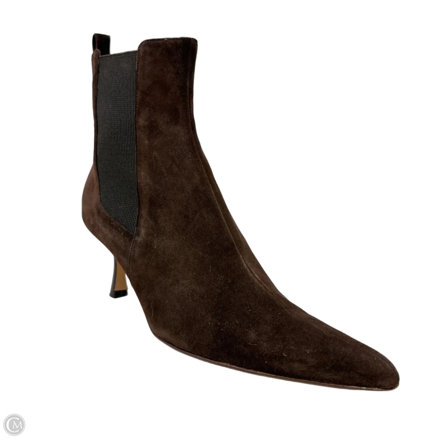 Suede Pointed Toe Kitten Heel Chelsea Boots By Lambertson Truex  In Brown, Size: 6.5