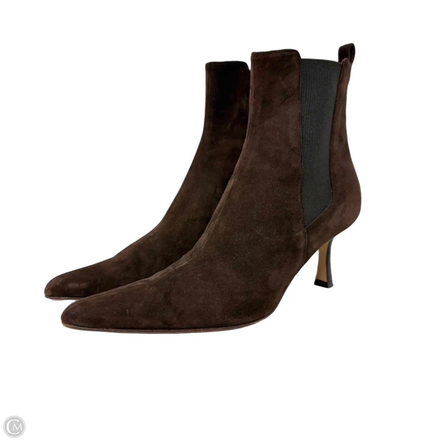 Suede Pointed Toe Kitten Heel Chelsea Boots By Lambertson Truex  In Brown, Size: 6.5