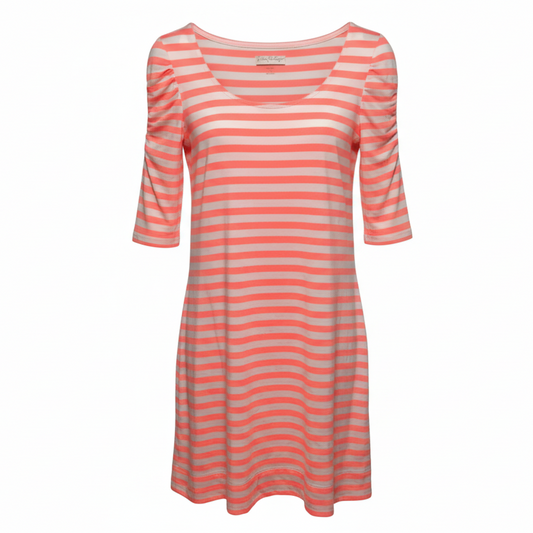 Kaley Dress Designer By Lilly Pulitzer In Sunrise Orange Boat Party Stripe, Size: XS