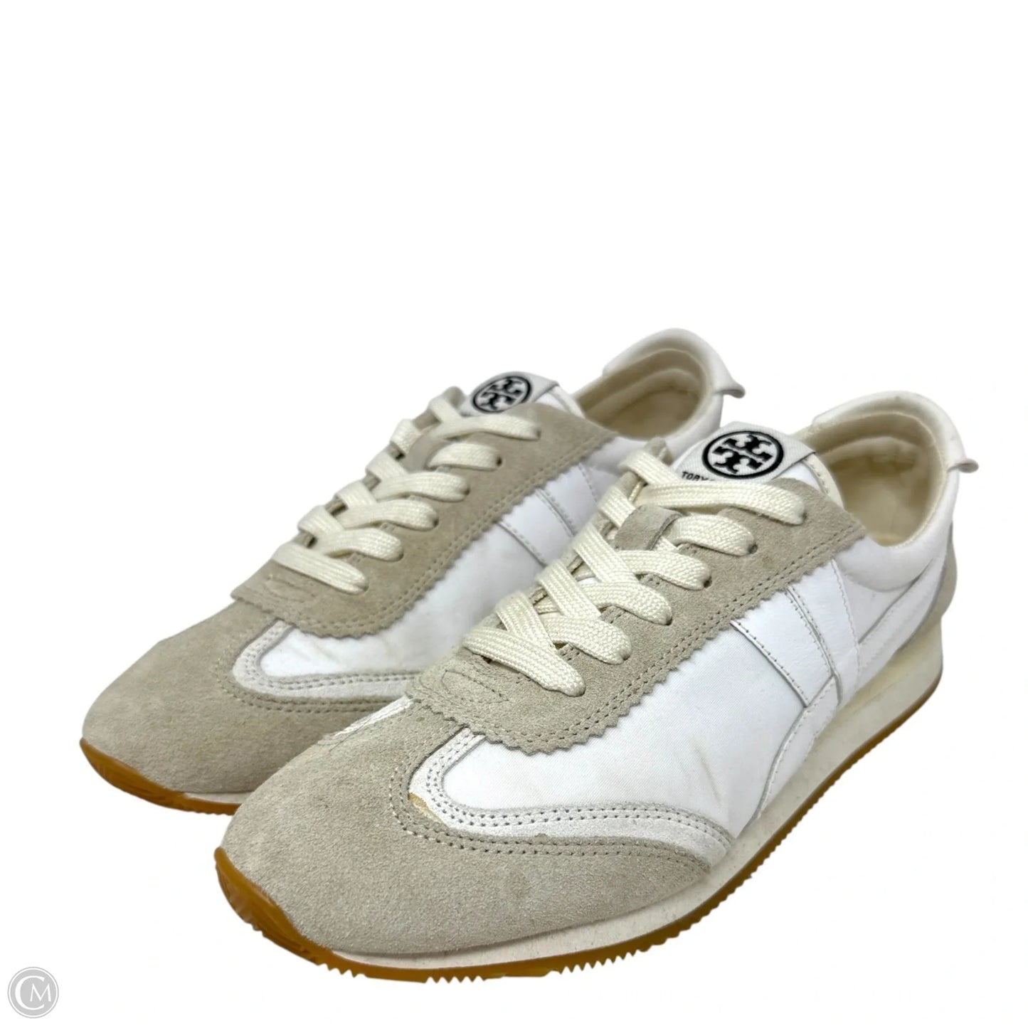 Hank Sneakers Designer By Tory Burch In Cream & Tan, Size: 8