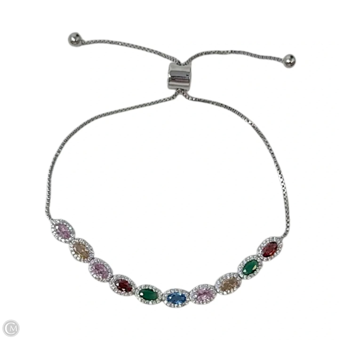 Multi Oval Cubic Zirconia Adjustable Slider Bracelet By Brilliance