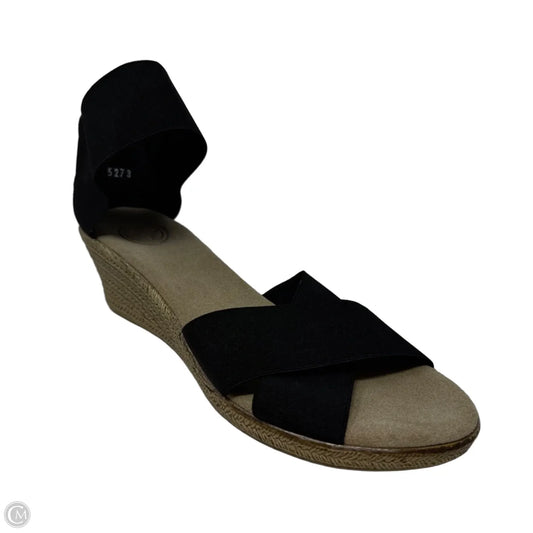 Cannon Core Espadrille Wedge Sandal By Charleston Shoe Co In Black & Tan, Size: 9