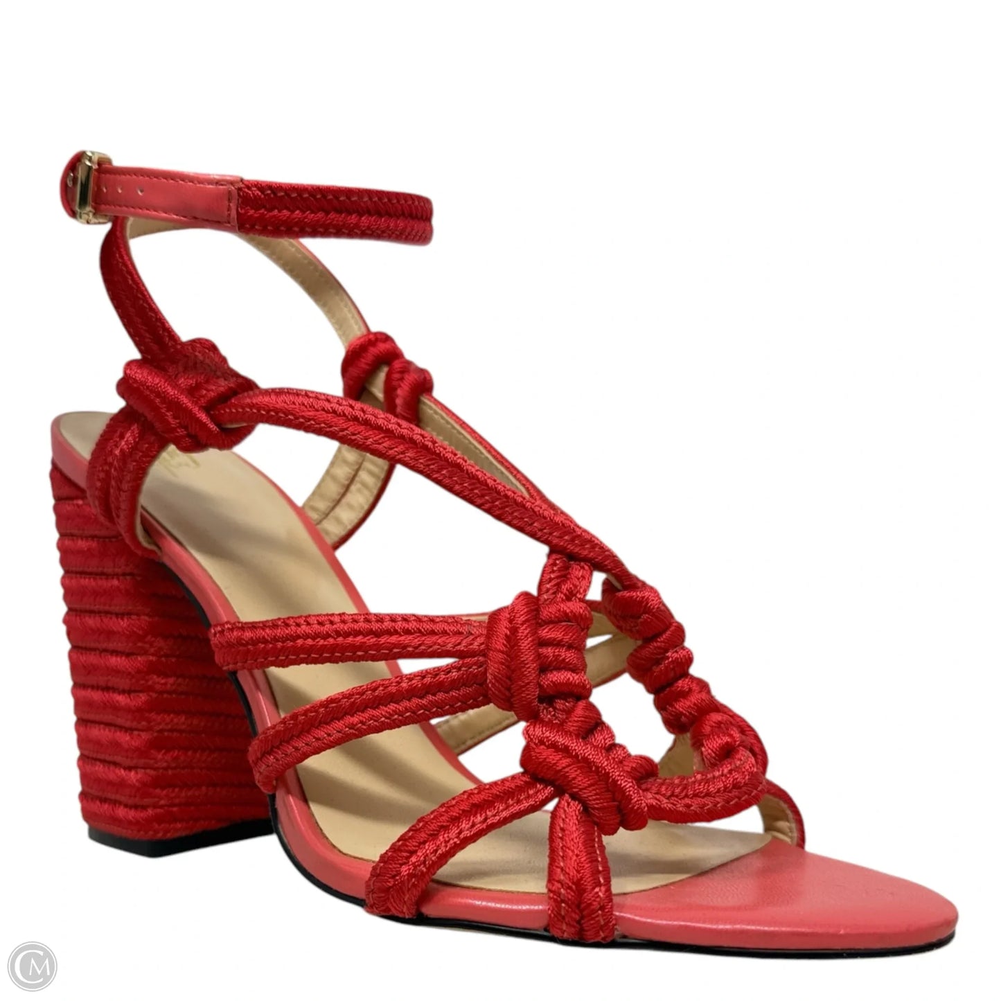 Tiptoe Rope Knotted Sandals Heels Block By Cabi In Red, Size: 9