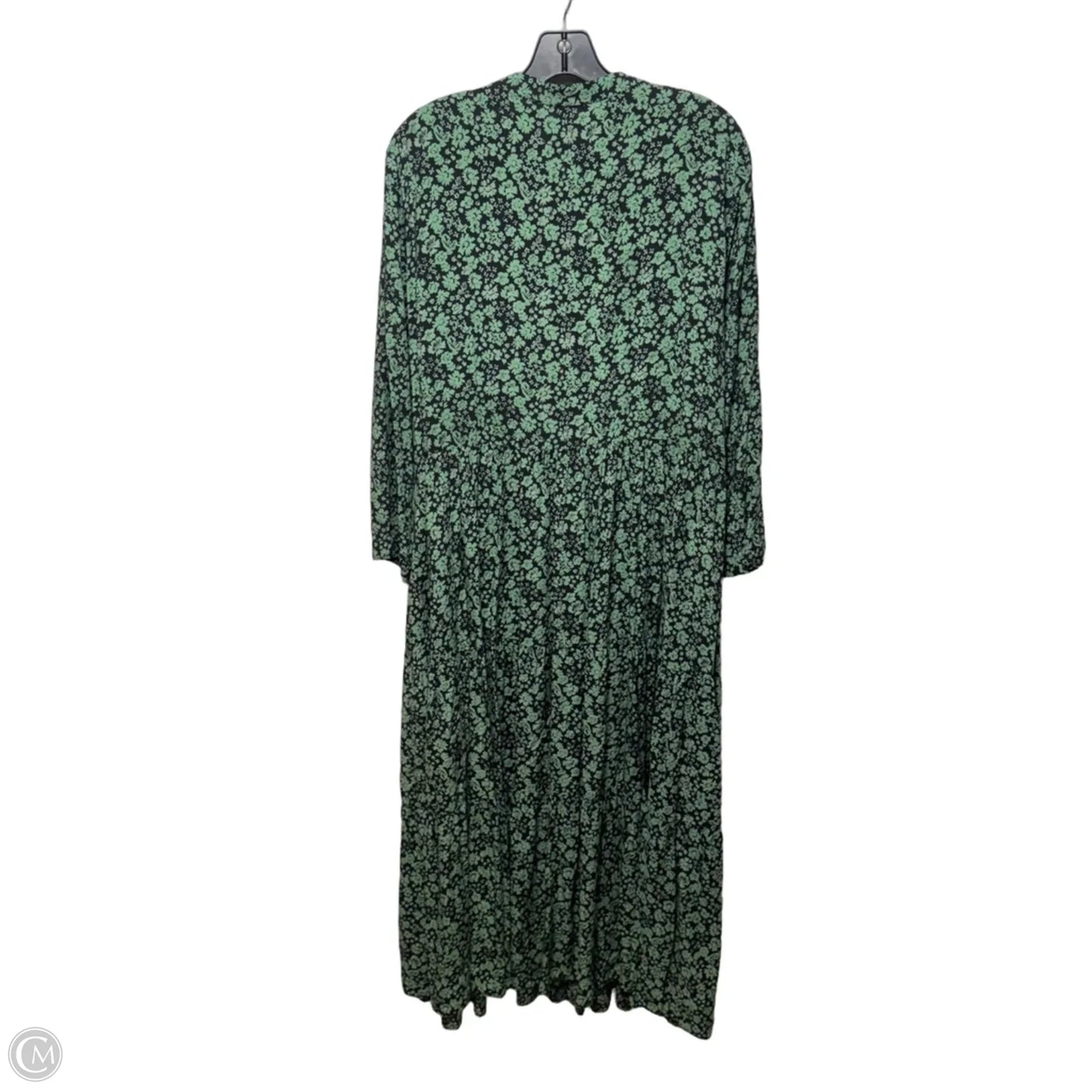Button-Front Tiered Midi Dress By Madewell In Fleur Field Black & Green, Size: XL
