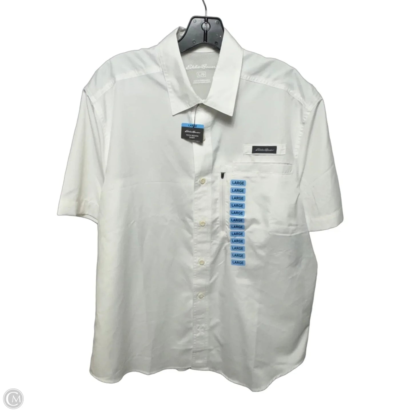 Tech Woven Top Short Sleeve By Eddie Bauer In White, Size: L