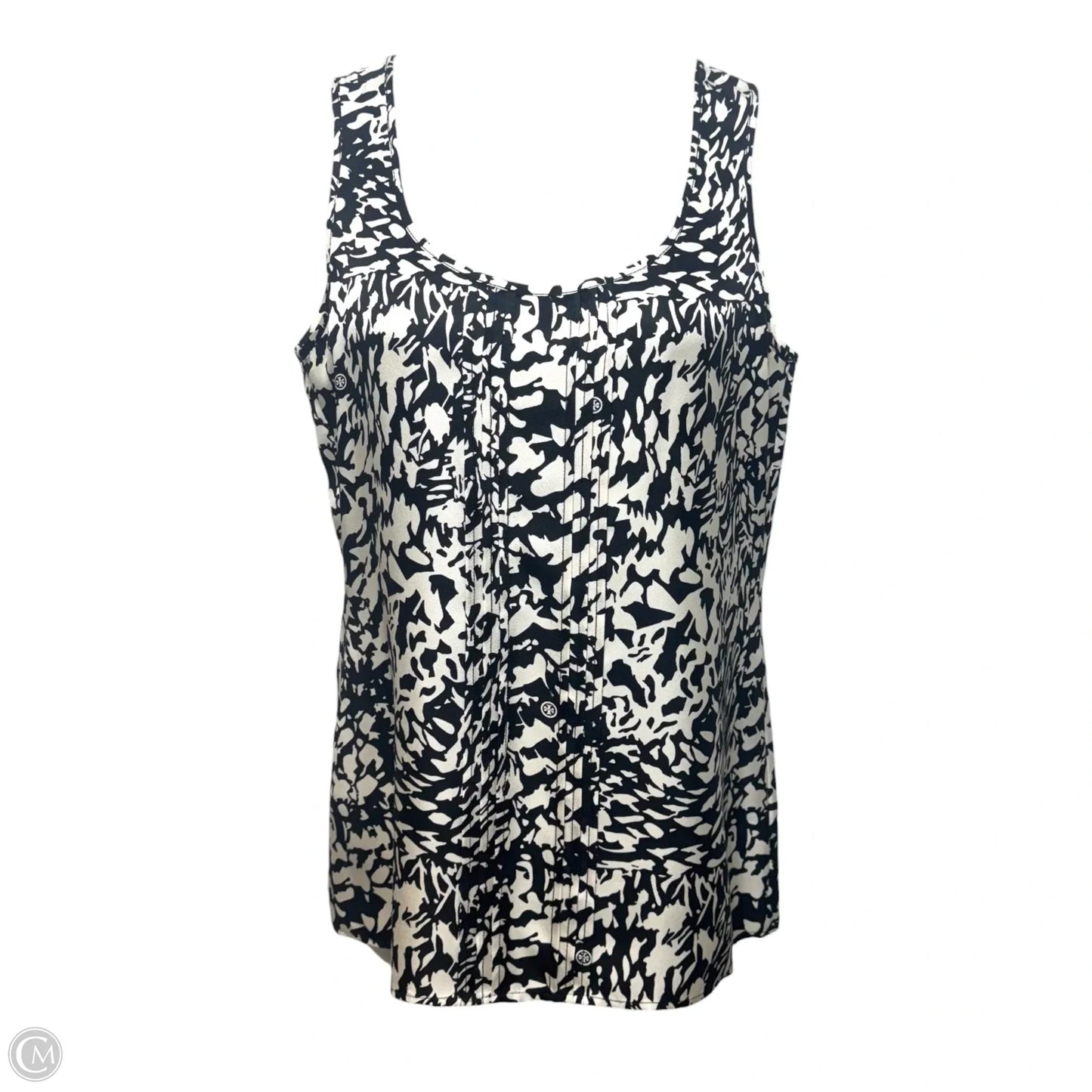Silk Top Sleeveless Designer By Tory Burch In Black & White, Size: 8