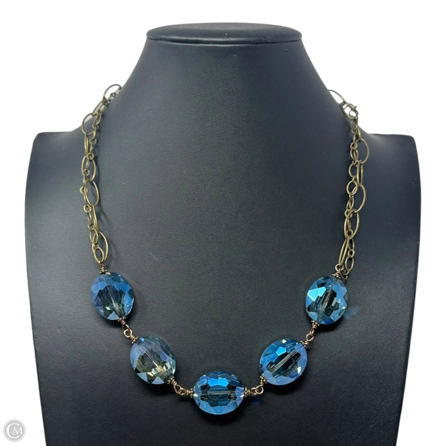 Blue Faceted Bead Chain Necklace