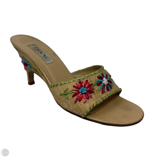 Tavia Woven Raffia Wedge Sandals By Isaac Mizrahi In Floral Print, Size: 9