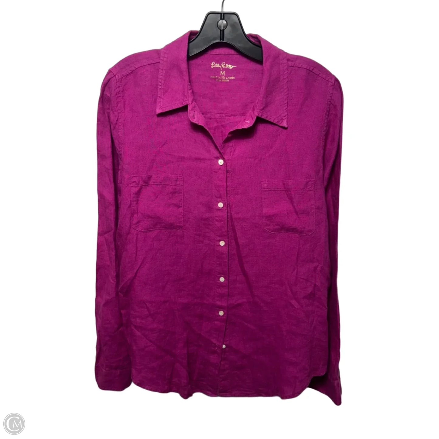 Linen Top Long Sleeve Designer By Lilly Pulitzer In Pink, Size: M