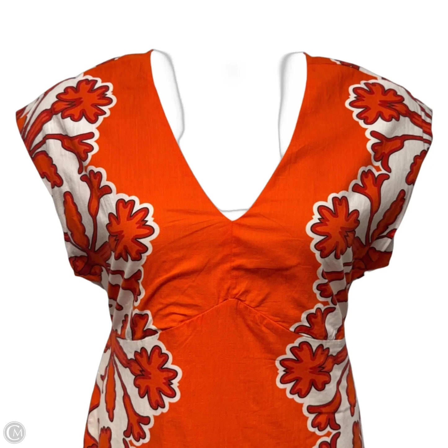 Cap Sleeve Maxi Dress By Anna Cate In Orange & White, Size: L