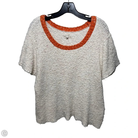 Top Short Sleeve By Pilcro In Cream & Orange, Size: 3x