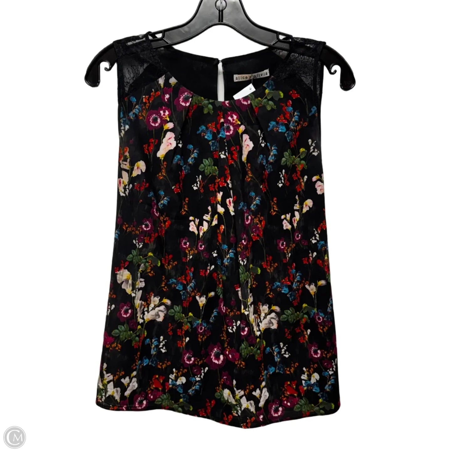Bertha Silk Lace Trim Sleeveless Top Designer By Alice + Olivia In Floral Print, Size: L (estimated)