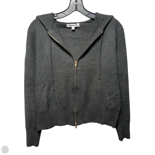 Knit Hooded Jacket By Vigoss In Grey, Size: L