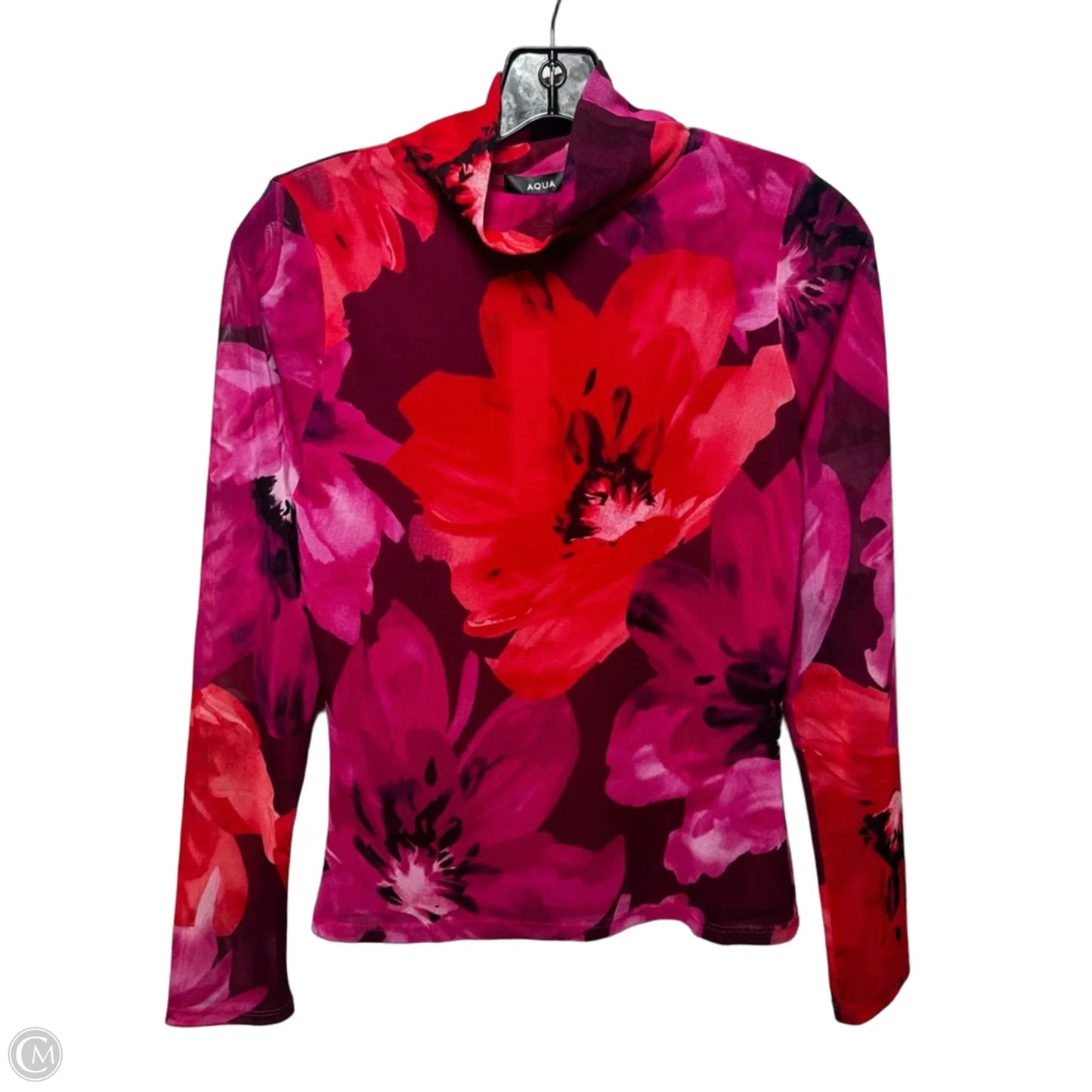 Mesh Top Long Sleeve By Aqua In Floral Print, Size: M