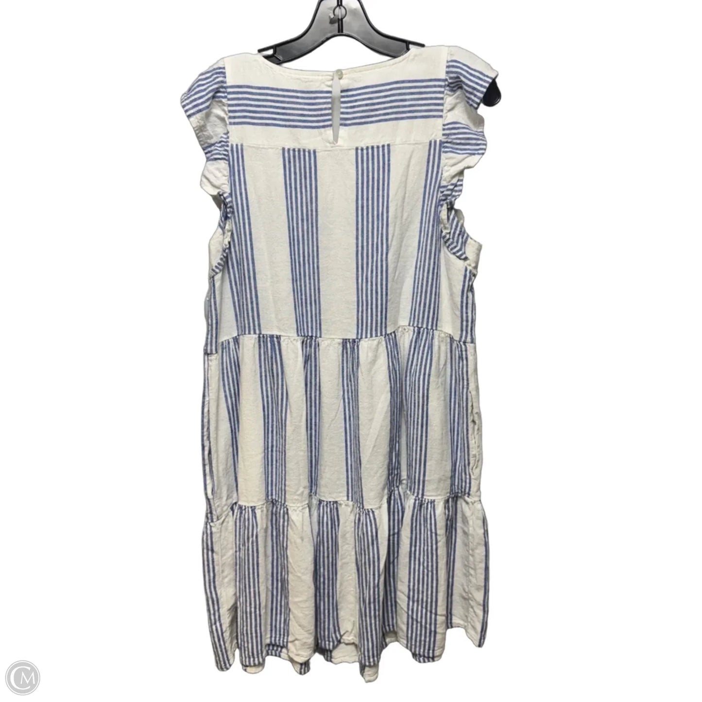 Tiered Linen Blend Mini Dress By J. Crew In Striped Pattern, Size: 12