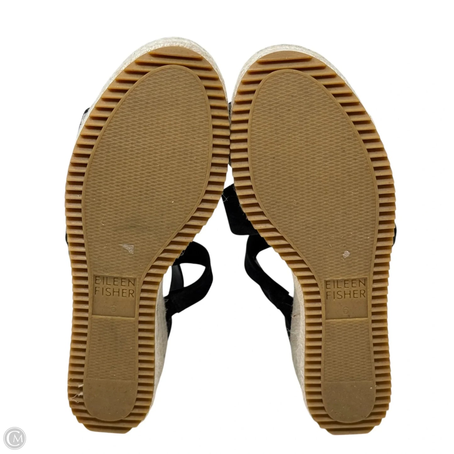 Wisp Tumbled Nubuck Espadrille Wedge Sandals  By Eileen Fisher In Black, Size: 6