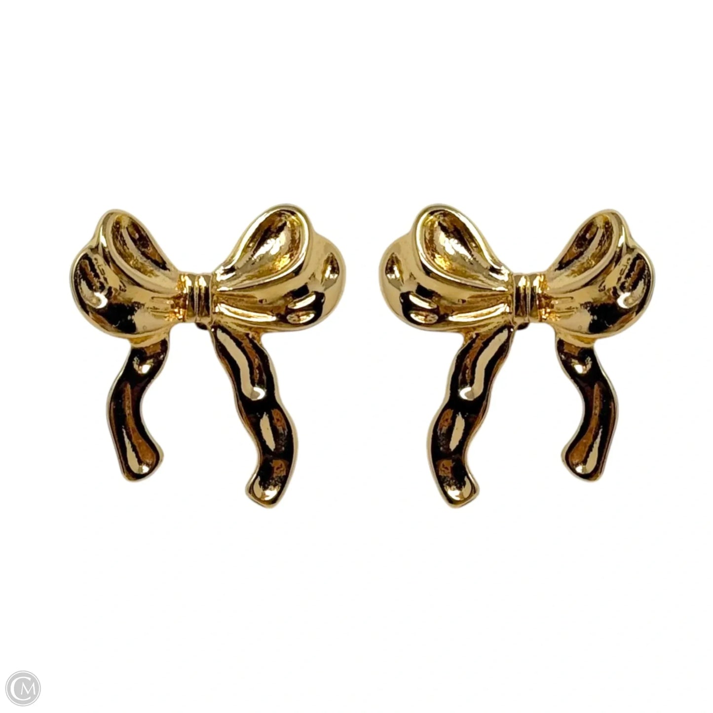 Bow Gold Tone Stud Earrings