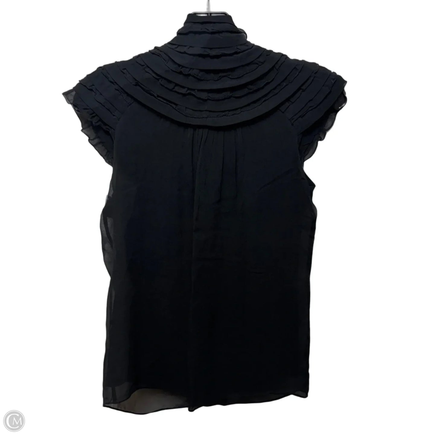 Silk Ruffle Collar Top Sleeveless Designer By Diane Von Furstenberg In Black, Size: 0