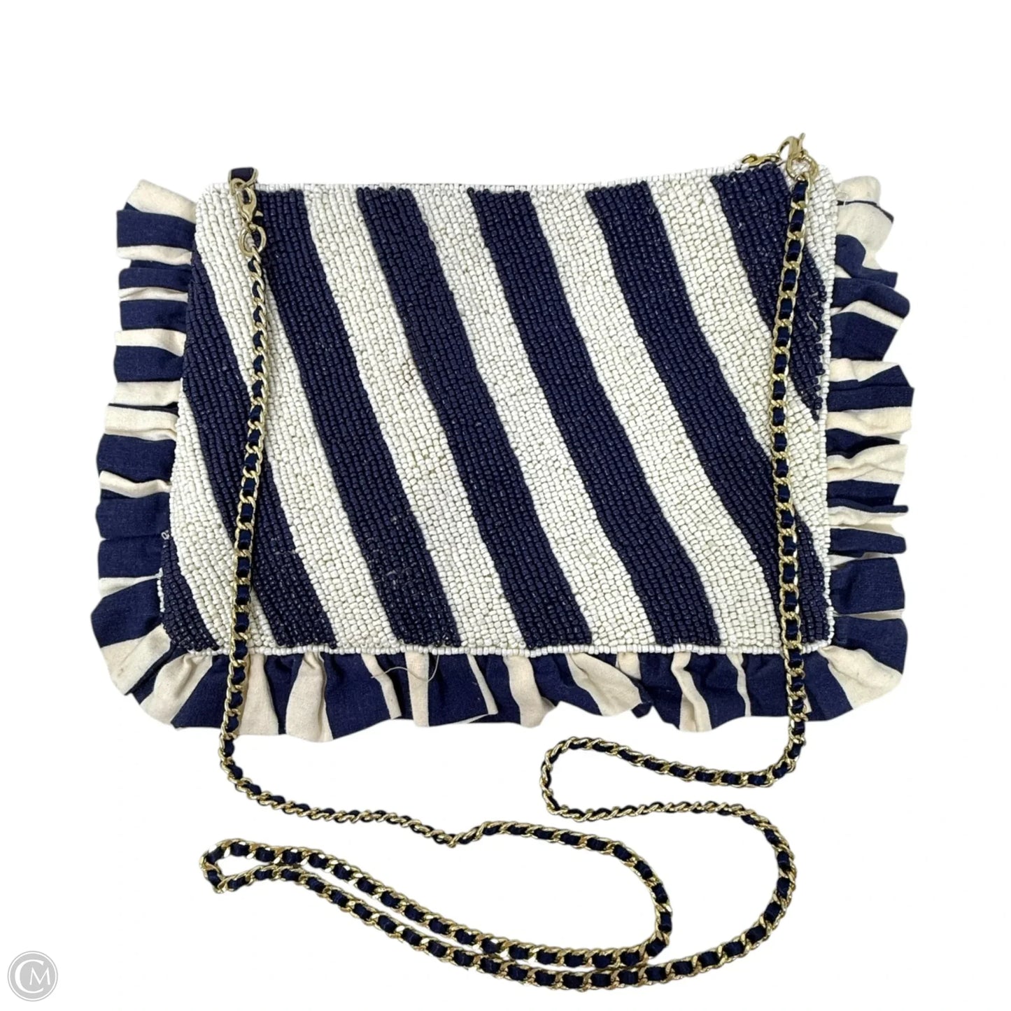 C Monogram Beaded Toile Clutch By Anthropologie X Anna Harlow, Size: Small