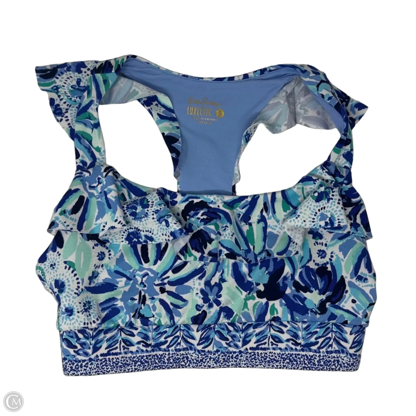 Athletic Bra Designer By Luxletic Lilly Pulitzer In Blue & Green, Size: S