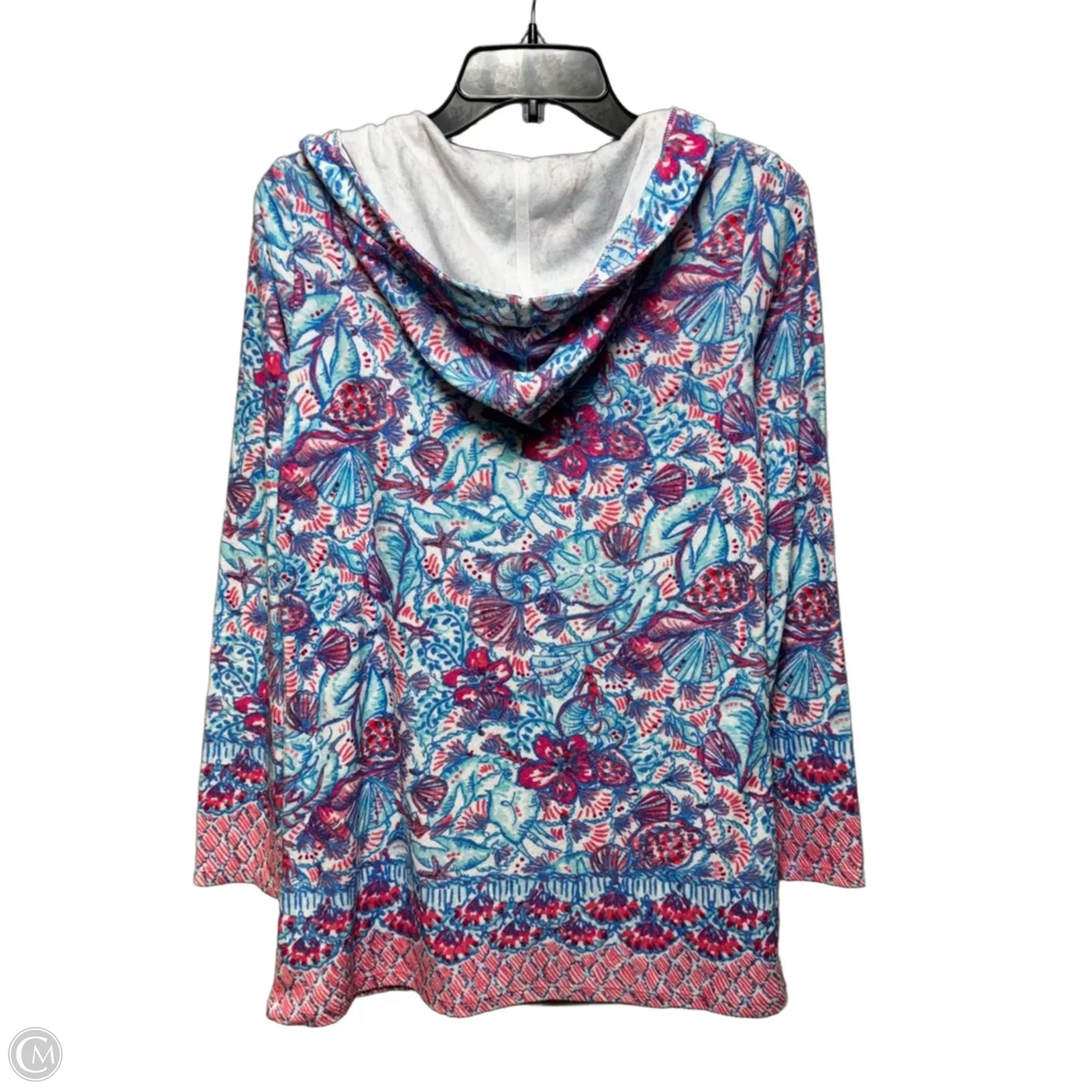 Terry Hoodie Top Long Sleeve Designer By Lilly Pulitzer In Blue & Pink, Size: S