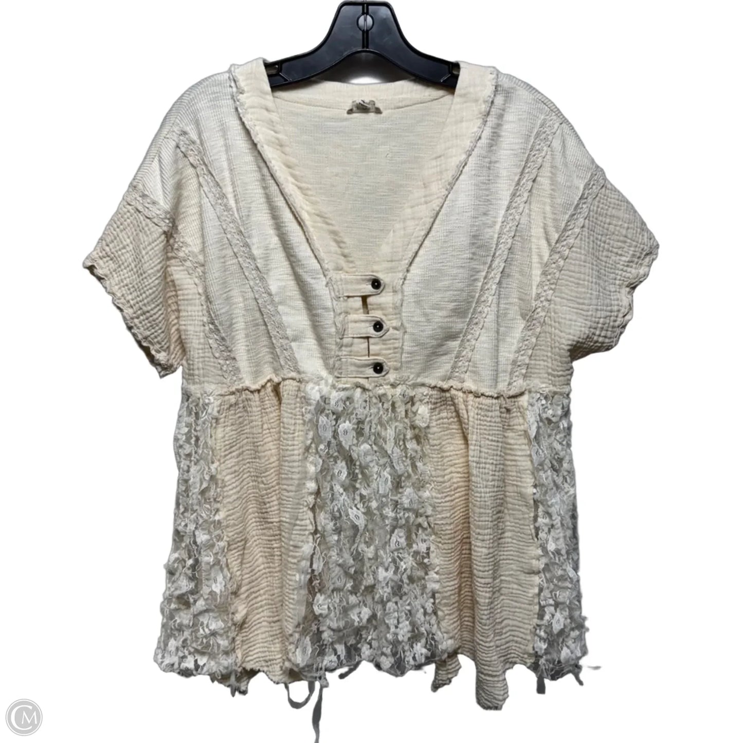 Top Short Sleeve By Pol In Cream, Size: S