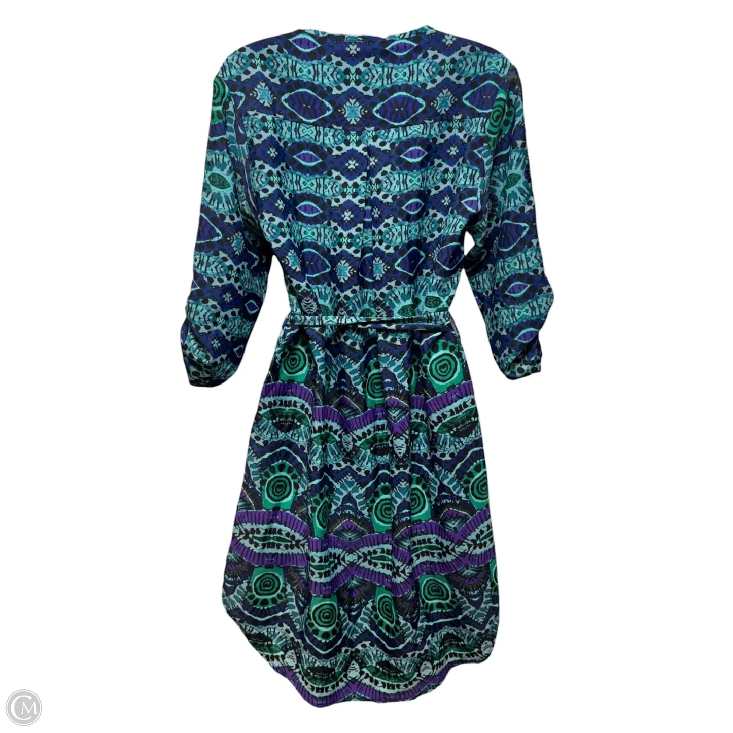 Ikat Frequencies Shirt Dress By Maeve In Blue & Green, Size: S