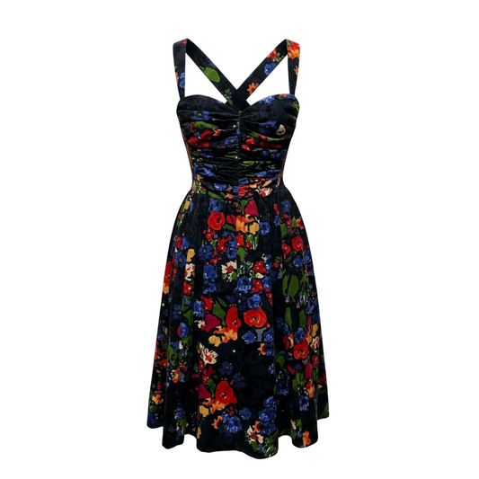 Paca Corduroy Dress By HD In Paris X Anthropologie In Blue Motif Floral Print, Size: 2