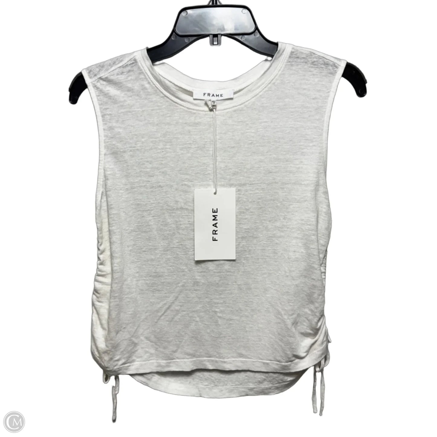 Drawstring Side Linen Top Short Sleeve By Frame In White, Size: Xs