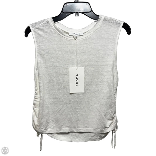 Drawstring Side Linen Top Short Sleeve By Frame In White, Size: Xs