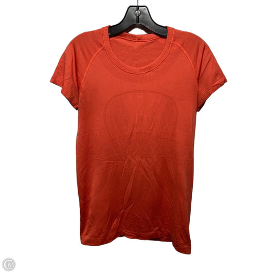 Athletic Top Short Sleeve By Lululemon In Orange, Size: 10