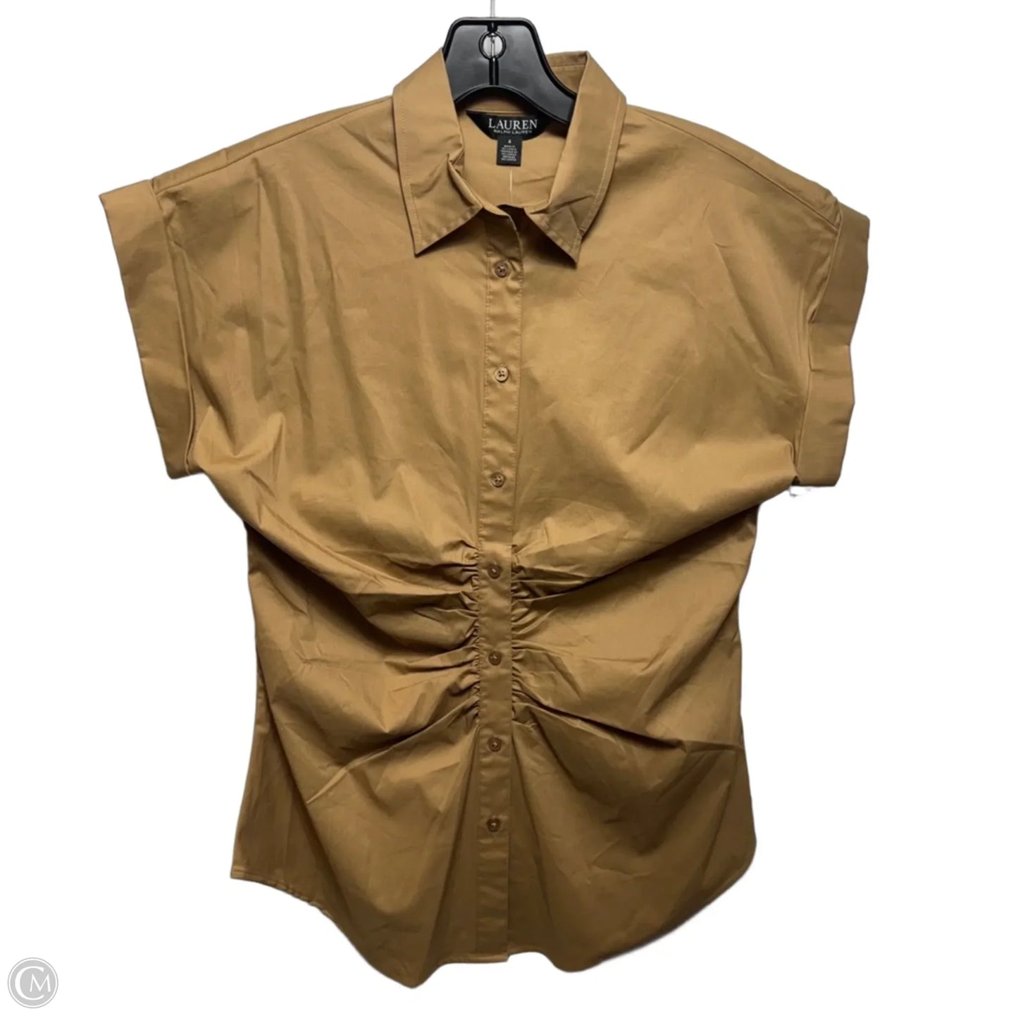 Gathered Top Short Sleeve By Ralph Lauren Black Label In Brown, Size: 4