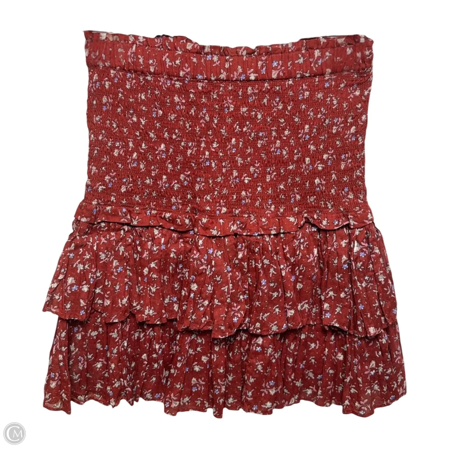 Smocked Skirt Designer By Isabel Marant Etoile In Maroon, Size: Xs (36)