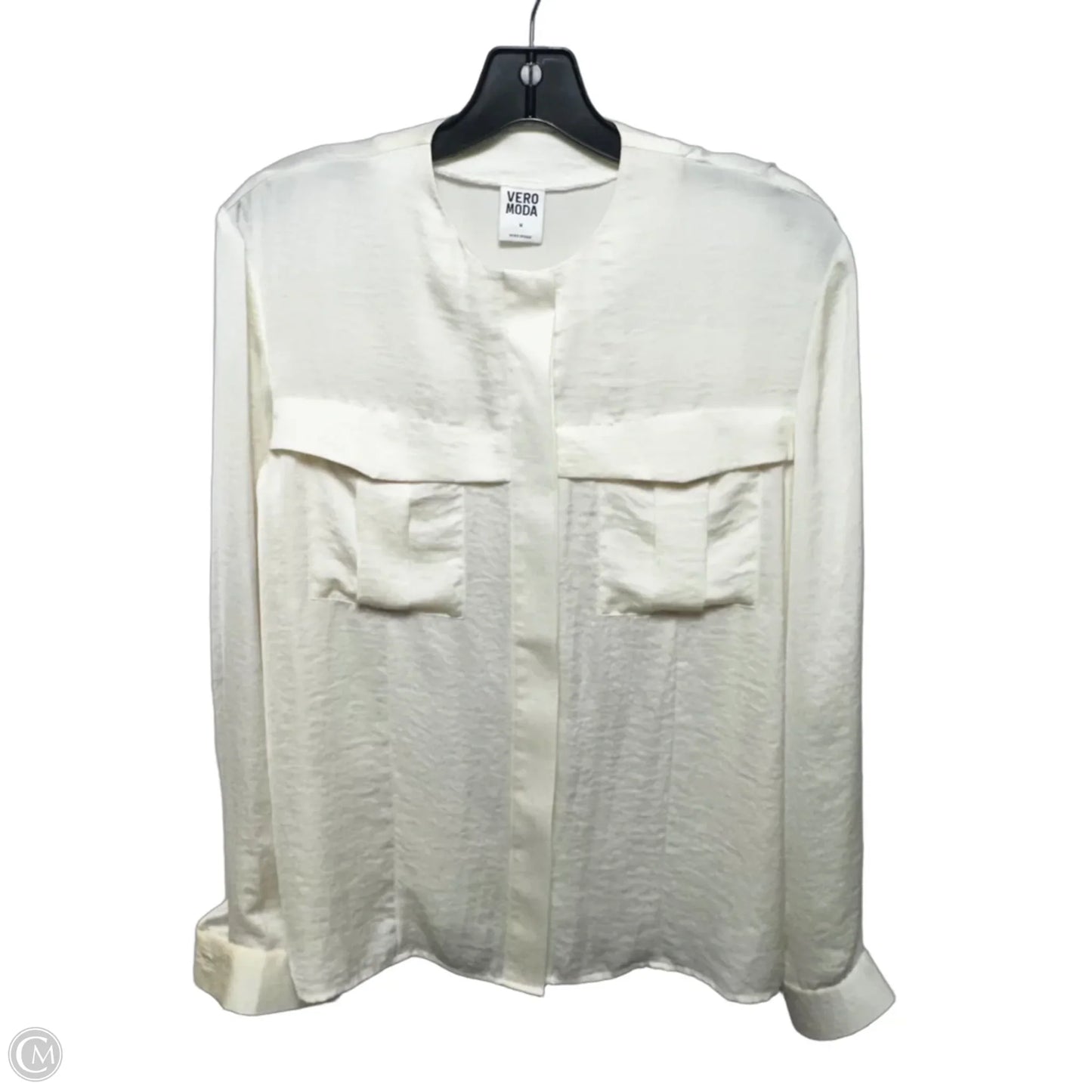 Top Long Sleeve By Vero Moda In Cream, Size: M