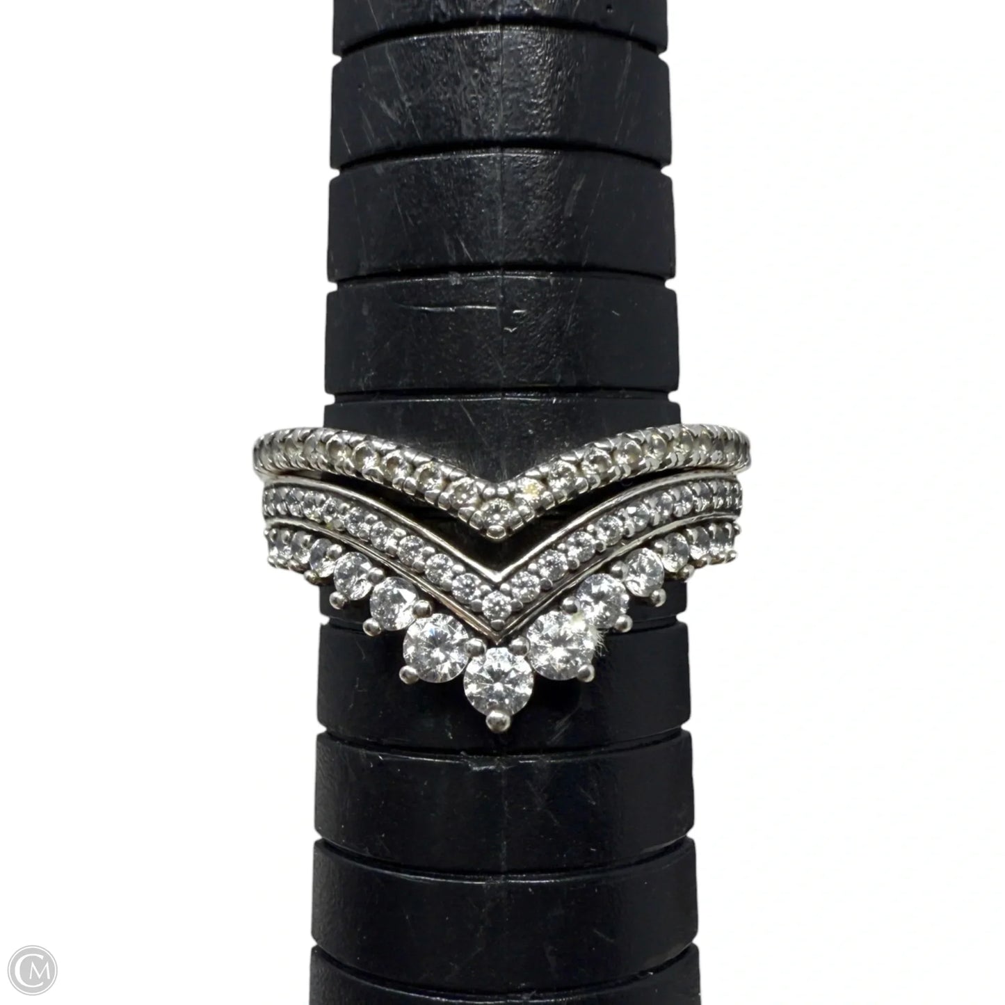 Sterling Silver Princess & Sparkling Wishbone Rings Set By Pandora, Size: 02 Piece Set