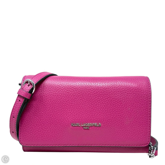 Pebbled Leather Convertible Wristlet/Wallet/Crossbody Designer By Karl Lagerfeld, Size: Small