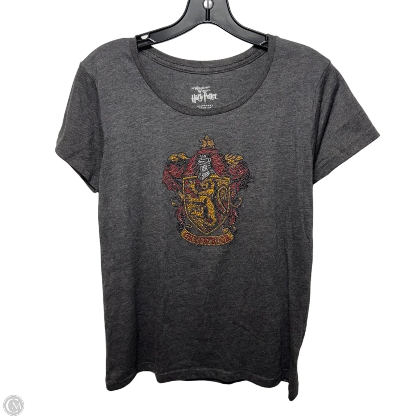 Rhinestone Gryffindor Top Short Sleeve By Universal Studios In Grey & Red, Size: L
