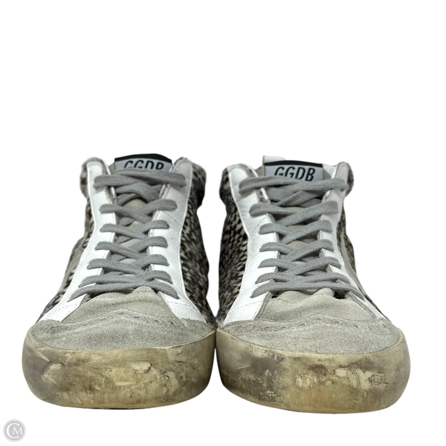 Mid Star Animal Print Leather Sneakers Luxury Designer By Golden Goose In Brown & Cream, Size: 10 (40)