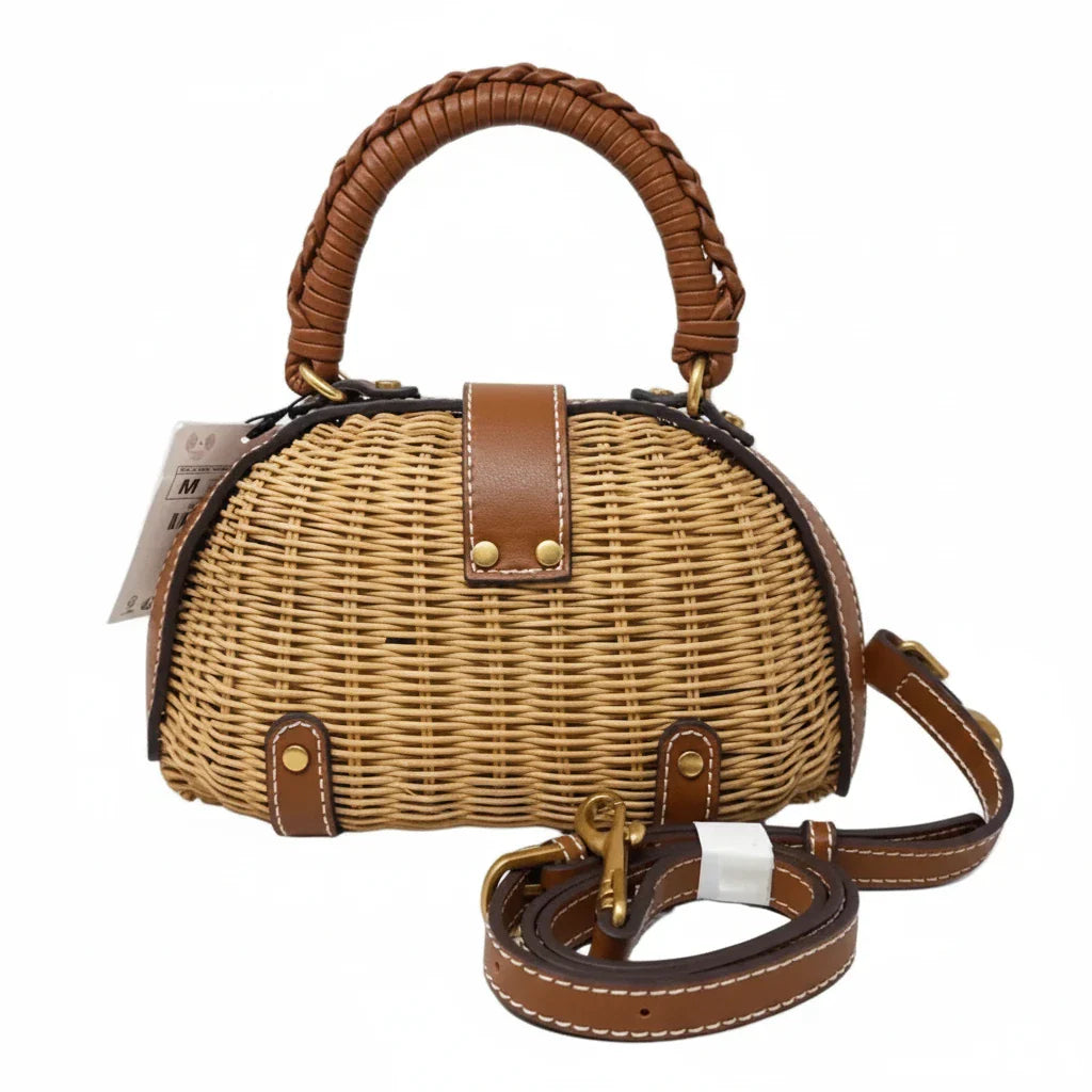 Rigid Mini Rattan Crossbody Bag By Zara, Size: Small