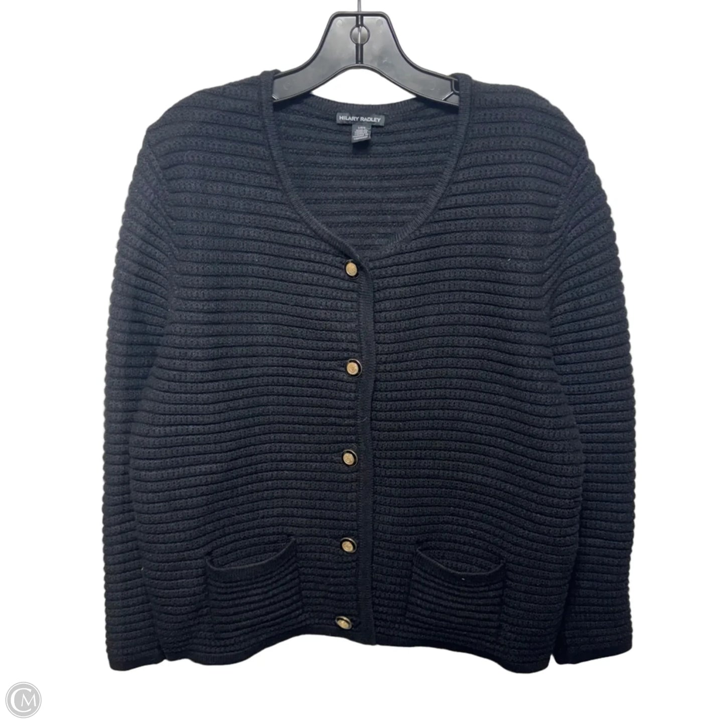 Sweater Cardigan By Hilary Radley In Black, Size: L