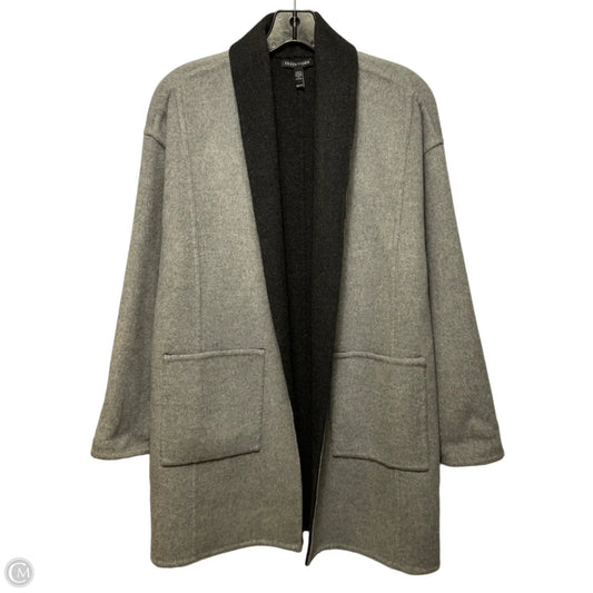 Wool Two Tone Coat By Eileen Fisher In Grey, Size: Xxs