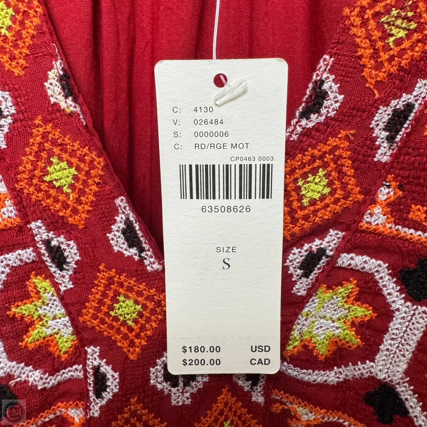 Niamh Embroidered Tunic Dress By Anthropologie In Red & Yellow, Size: S