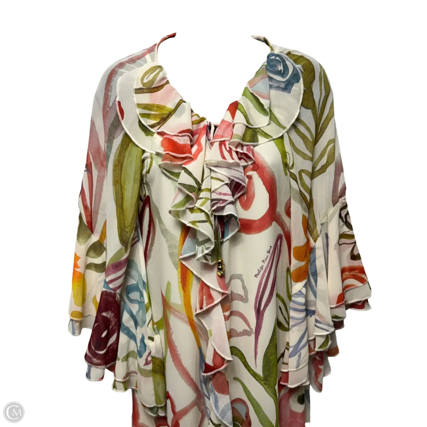 Bimini Ruffle Caftan Midi Dress By Mestiza In Floral Print, Size: S